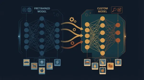 Neural network architecture showing transfer learning layers with frozen and trainable parameters
