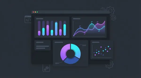 Interactive dashboard visualization showing graphs and controls in a modern web interface