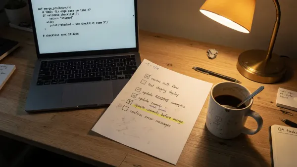 Terminal showing pip install django==6.1.2 next to a printed CVE list, desk lamp, no logos
