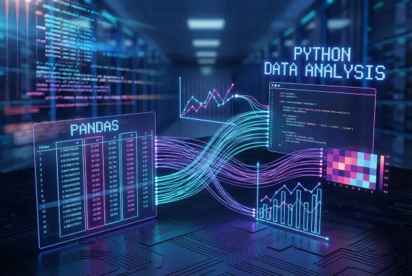 Data analysis workspace with Pandas tables, charts, and visualization tools in Python
